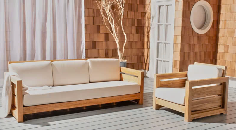 Sufu Teak Look Sofa Long Seat