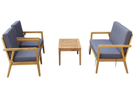 Sofa Set Grey Cushion Long Seat