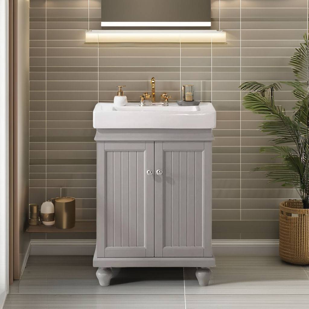 Grey slat vanity