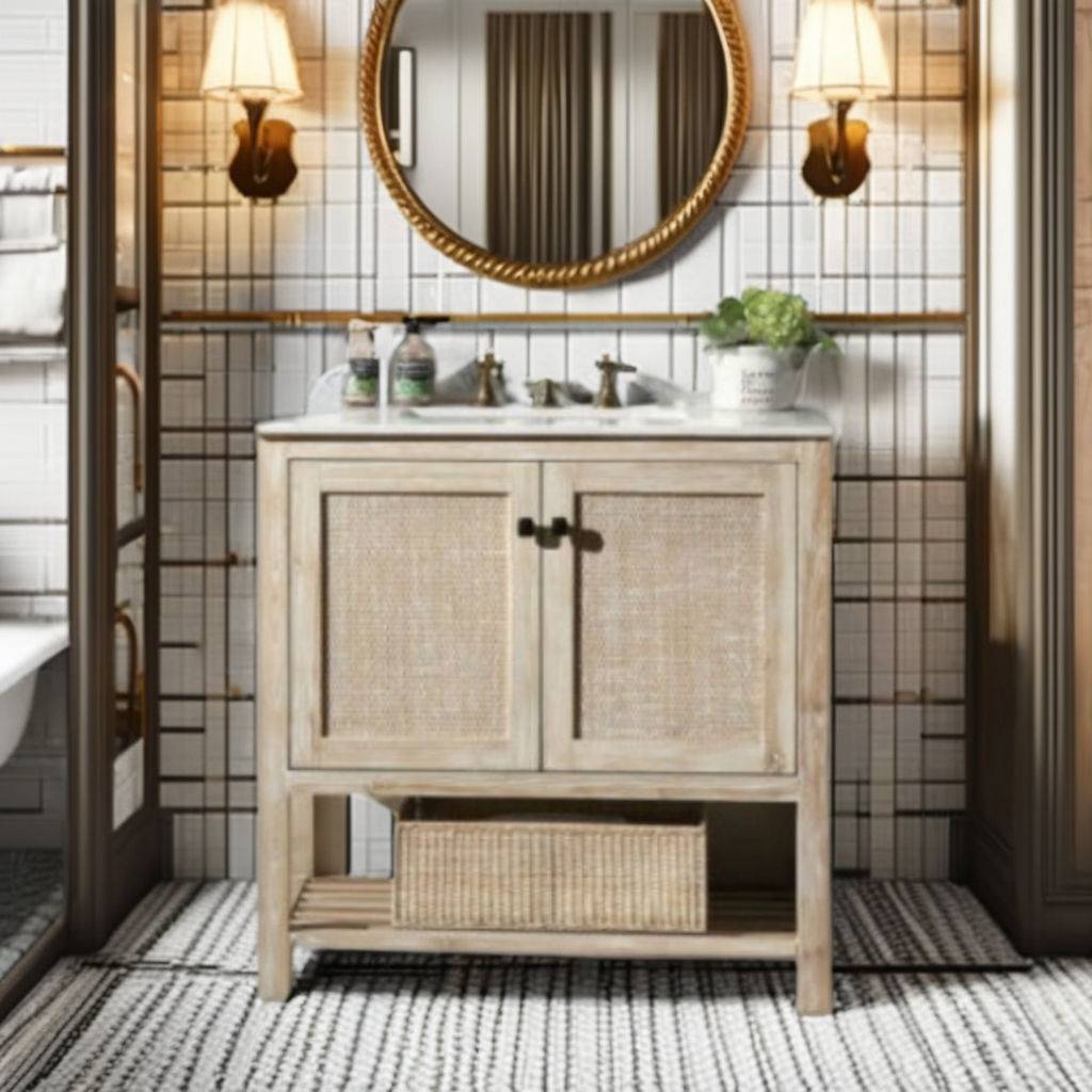 Light brown single vanity 36"