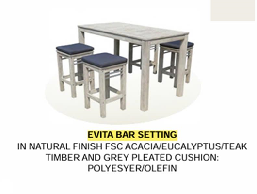 Dining Set Evita Bar Chair White