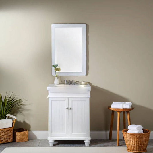 White slat vanity