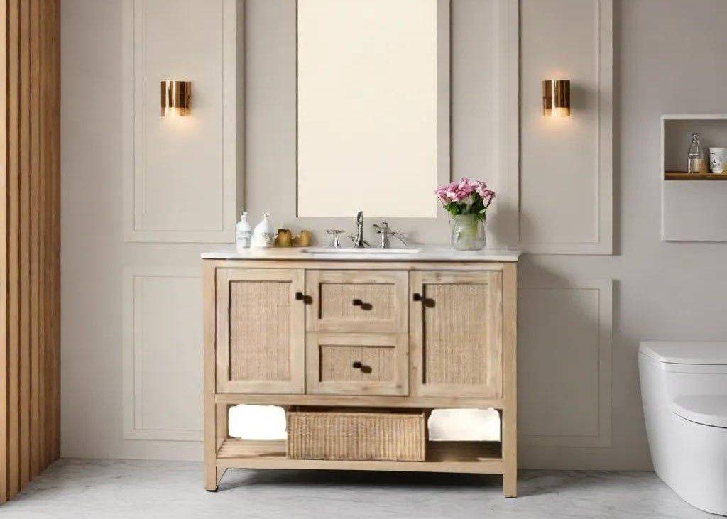 Light brown vanity 48